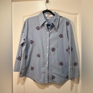 Texas A&M Aggies Casey Coleman ATM Logo Embroidered Button Up Top Ladies Large